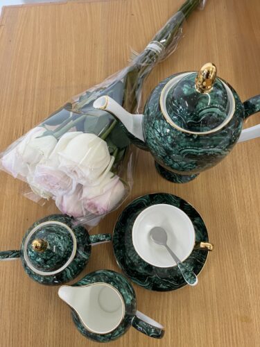 Click to view full screen Green English Tea Set Porcelain Teapot Set photo review