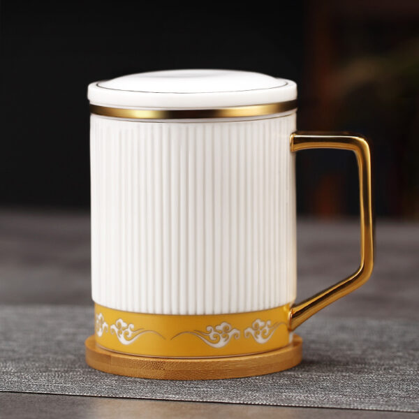 TC1GQ160 0 Auspicious Steep Tea Mug with Infuser and Lid 15 OZ Customized