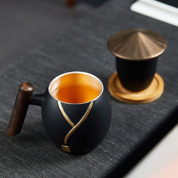 TC1GQ161 12 Jianghu Steeping Tea Mug with Infuser Gilded Silver 13.2 OZ Customized