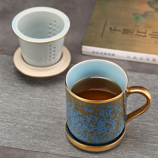 TC1GQ164 21 Floating Jade Steep Tea Mug with Infuser and Coaster 13.5 OZ