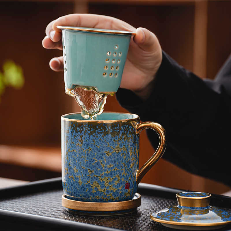 Floating Jade Steep Tea Mug with Infuser and Coaster 13.5 OZ - Image 4