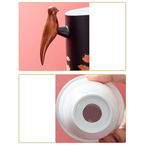 TC1GQ176 5 Moon Rabbit Steep Tea Mug with Infuser and Coaster 13.5 OZ
