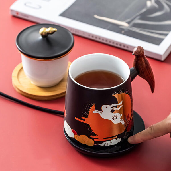 TC1GQ176 8 Moon Rabbit Steep Tea Mug with Infuser and Coaster 13.5 OZ
