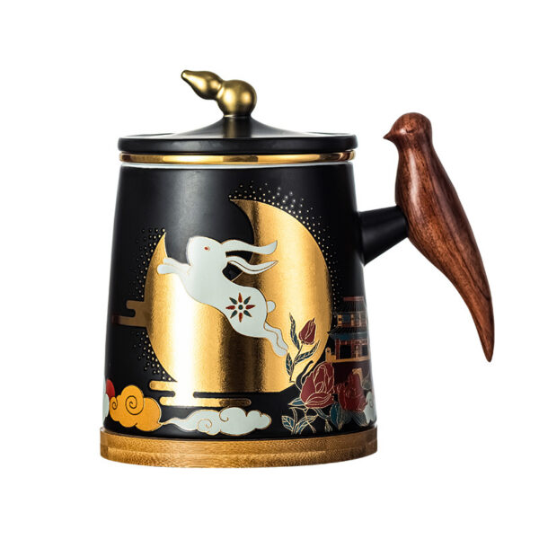 TC1GQ176 v4 Moon Rabbit Steep Tea Mug with Infuser and Coaster 13.5 OZ
