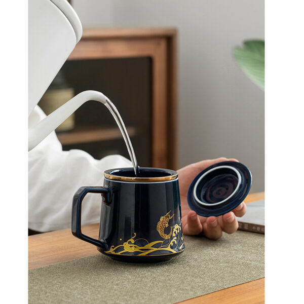 TC1GQ187 3 1 Carp Waves Steep Tea Mug with Infuser and Lid 14.5 OZ