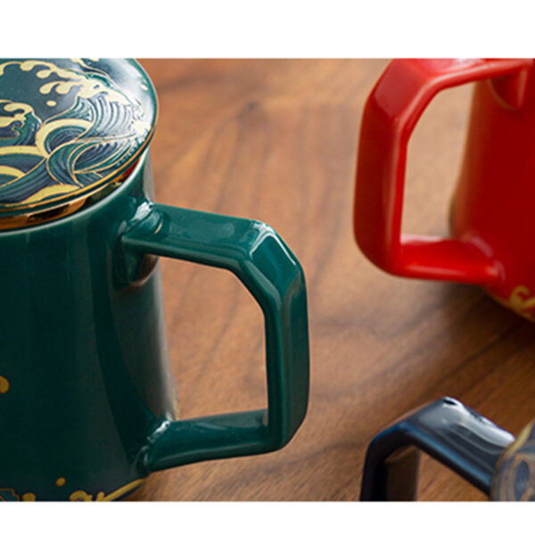 TC1GQ187 8 Carp Waves Steep Tea Mug with Infuser and Lid 14.5 OZ