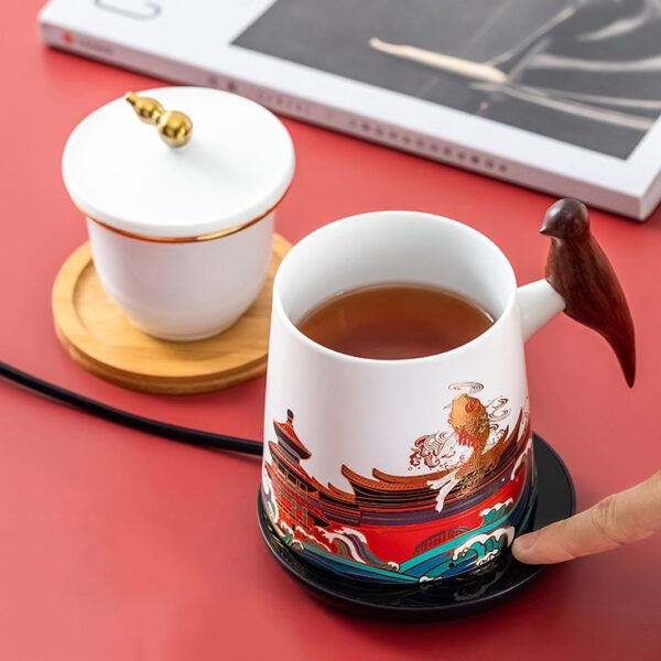 TC1GQ188 12 Jumping Carp Steeping Tea Mug with Infuser and Lid 13.5 OZ