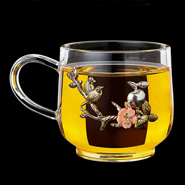 TC1GQ211 17 Birds Flower Tea Tasting Glass Cup