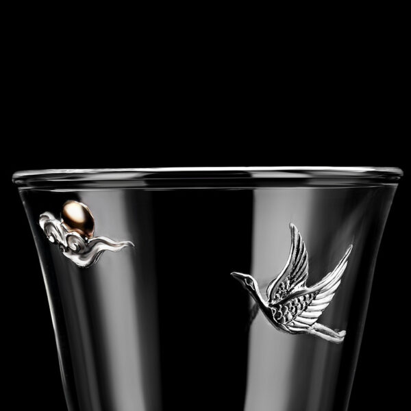 TC1GQ218 7 Flying Crane Tea Tasting Glass Cup