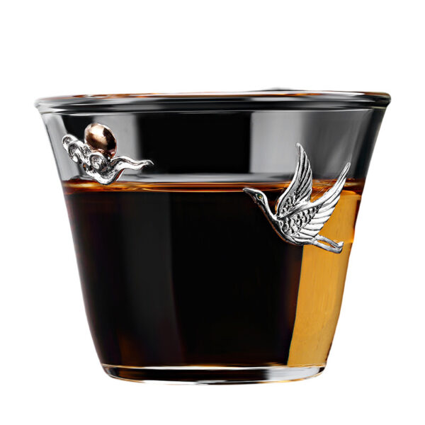 TC1GQ218 FF Flying Crane Tea Tasting Glass Cup