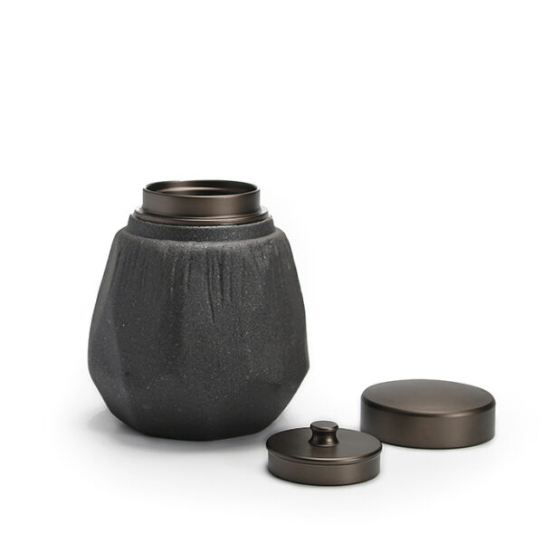 TCD1MT013 1 Crude Pottery Tea Caddy Loose Tea Tin Storage Canister