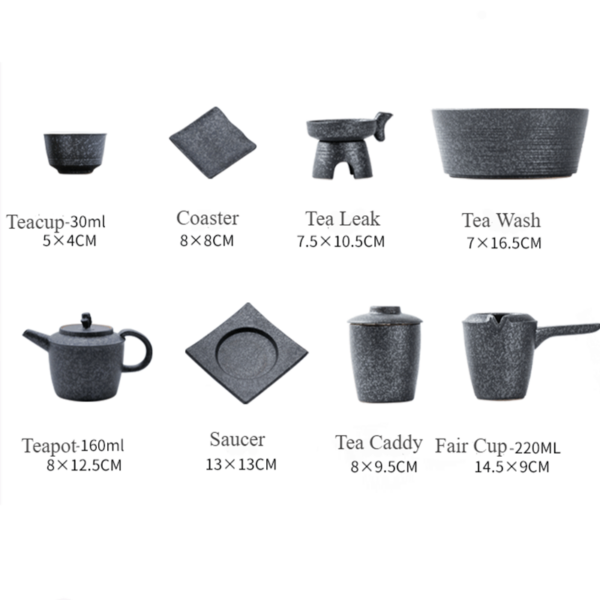 TS0GY011 7 Stone Japanese Kung Fu Tea Set for Gongfu Cha 18 Pieces