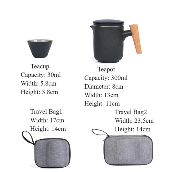 TS0JS001 7 Chinese Travel Tea Set with Wooden Handle Mug Free Customized