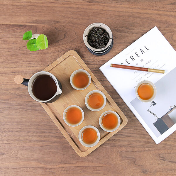 TS0JS001 8 Chinese Travel Tea Set with Wooden Handle Mug Free Customized