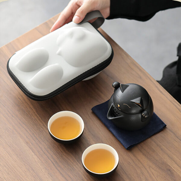 TS0SL001 3 Cat Chinese Travel Tea Set Portable Free Customized