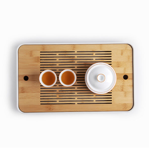 TS0SX062 2 Pure White Gaiwan Gongfu Tea Set Porcelain with Tray