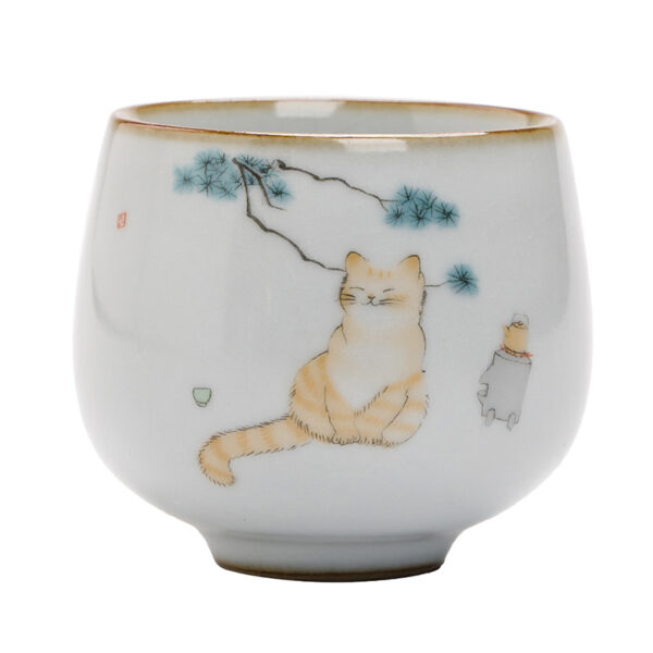 TS0TT001 FF Cat Chinese Teacup Vintage Ceramic Cup