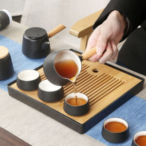 TS1NS001 DD3 Pottery Japanese Gongfu Tea Set with Tray Free Customized
