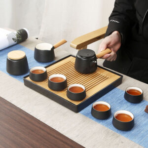 TS1NS001 DD4 Pottery Japanese Gongfu Tea Set with Tray Free Customized