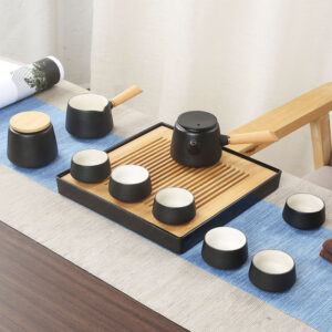 TS1NS001 VV1 Pottery Japanese Gongfu Tea Set with Tray Free Customized