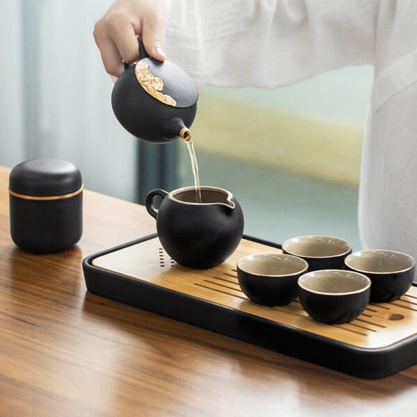 TS1SX001 17 Golden Cloud Chinese Gongfu Tea Set Ceramic