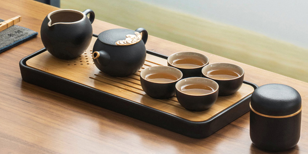 black gongfu tea set ceramic