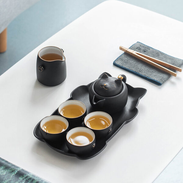 TS1SX002 1 8-piece Cat Chinese Gongfu Tea Set Ceramic Free Customized