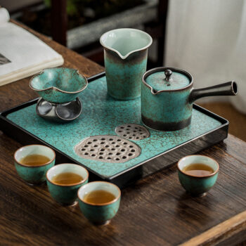 Portable Travel Chinese Kungfu Tea Set with 6 Teacups for Business Hotel Outdoor Tea Lover Color : Blue Uioy Ceramic Tea Set 