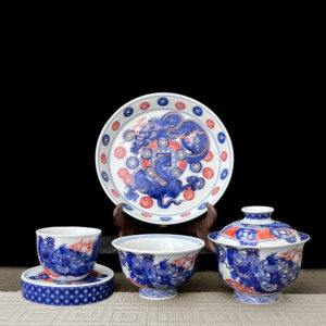 TSB01CC001 V3 Jingdezhen Chinese Dragon Gaiwan Tea Set Porcelain 5 Pieces