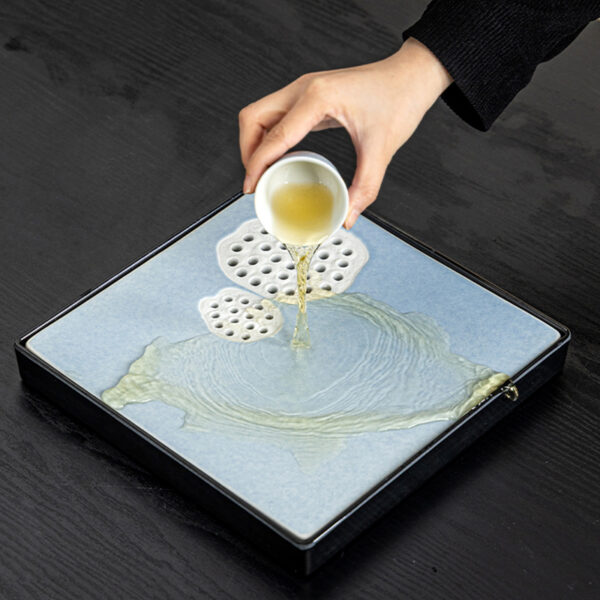 Blue Lotus Japanese Tea Set with Tray Kyusu Teapot Set - Image 3