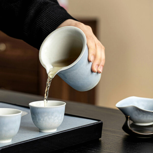Blue Lotus Japanese Tea Set with Tray Kyusu Teapot Set - Image 5