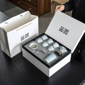 TSB01CC010 8 Blue Lotus Japanese Tea Set with Tray Kyusu Teapot Set