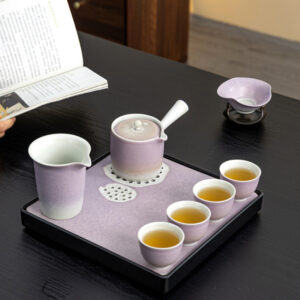 TSB01CC011 1 Purple Lotus Japanese Tea Set with Kyusu and Tray