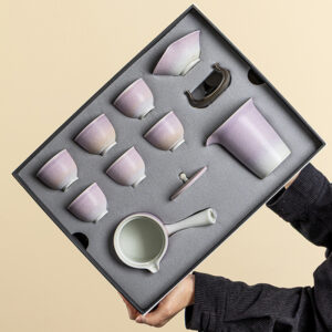 TSB01CC011 2 Purple Lotus Japanese Tea Set with Kyusu and Tray