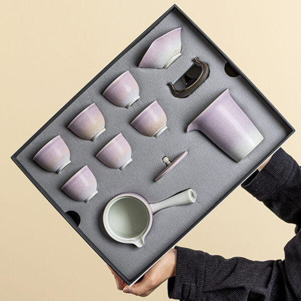 Purple Lotus Japanese Tea Set with Kyusu and Tray - Image 3