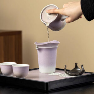 TSB01CC011 4 Purple Lotus Japanese Tea Set with Kyusu and Tray