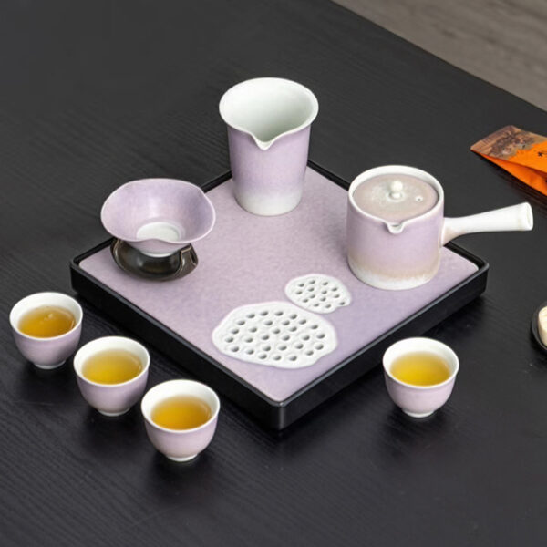 Purple Lotus Japanese Tea Set with Kyusu and Tray