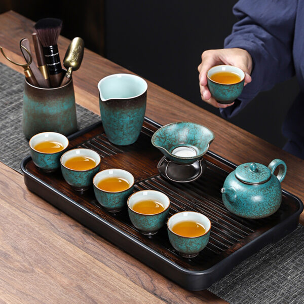 Green Vintage Chinese Gongfu Tea Set Ceramic - Image 2