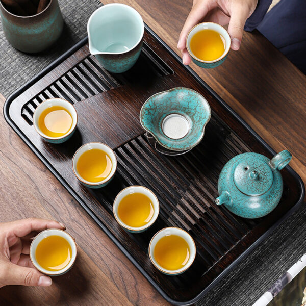 Green Vintage Chinese Gongfu Tea Set Ceramic - Image 3