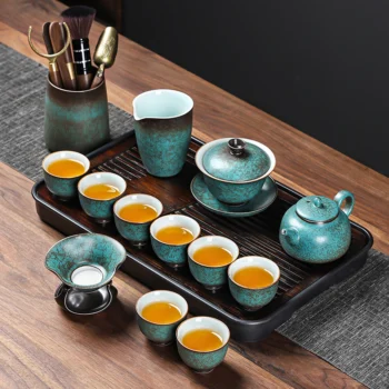 Green Vintage Chinese Gongfu Tea Set Ceramic