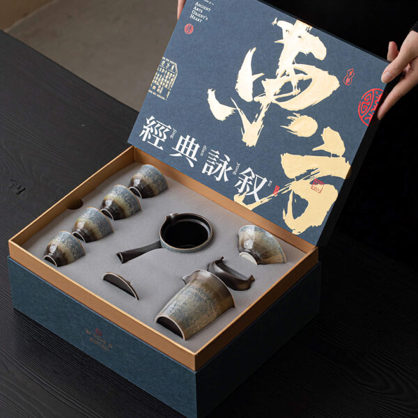Starlit Sky Japanese Gongfu Tea Set with Tray - Image 3