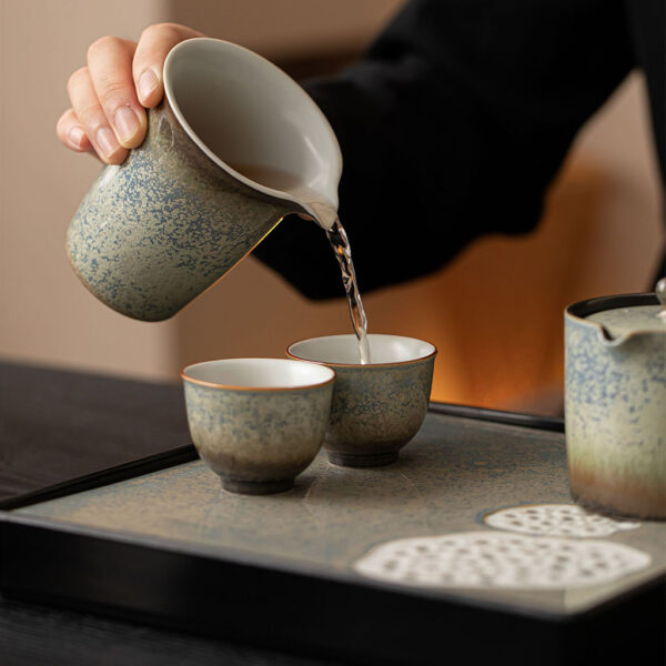 Starlit Sky Japanese Gongfu Tea Set with Tray - Image 6