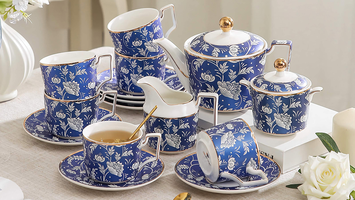 TSB02CC001 DD Blooming-flower English Tea Set Porcelain Teapot Set