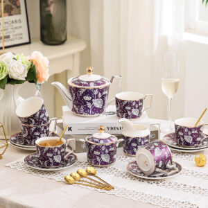 TSB02CC001 V2 Blooming-flower English Tea Set Porcelain Teapot Set