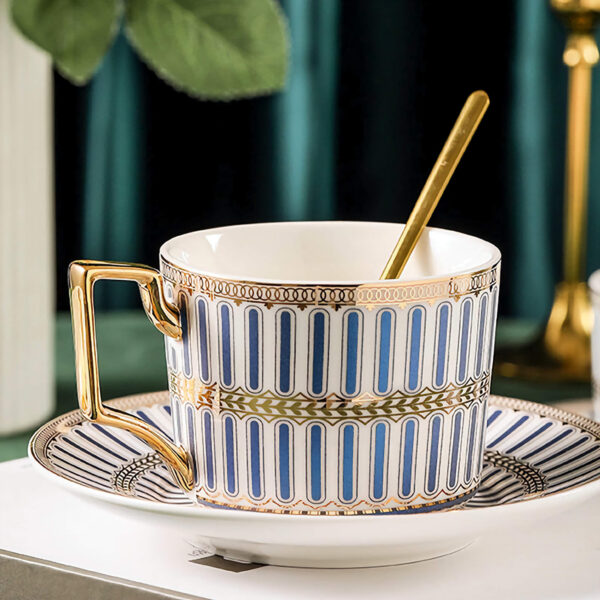 Classic Blue Striped English Tea Set Porcelain Teapot Set - Image 4