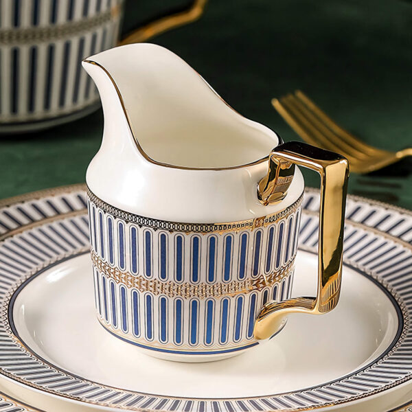 Classic Blue Striped English Tea Set Porcelain Teapot Set - Image 5