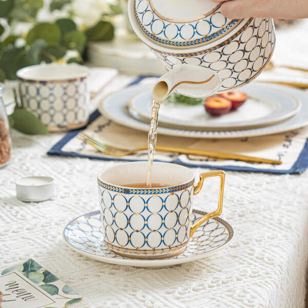 Circles-and-dots Afternoon Tea Set Porcelain Teapot Set - Image 2