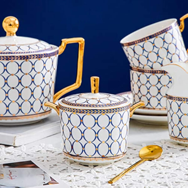 Circles-and-dots Afternoon Tea Set Porcelain Teapot Set - Image 4