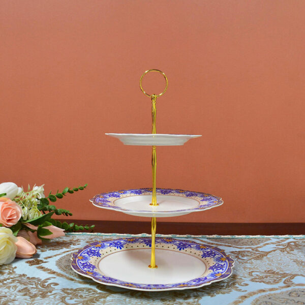 3-Tier Floral Cupcake Stand Bone China - Image 2