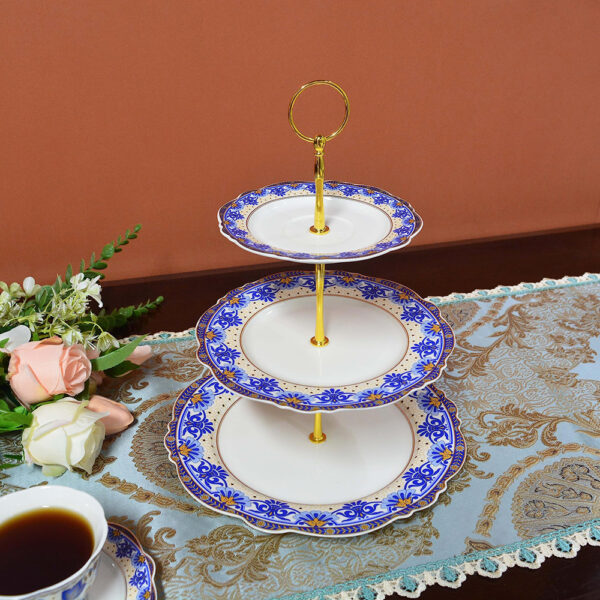 3-Tier Floral Cupcake Stand Bone China - Image 3